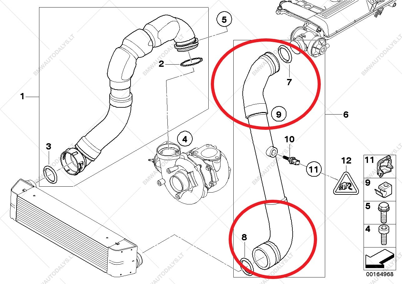 BMW E60 E61 silicone intercooler boost hose kit 11 61 7 799 401